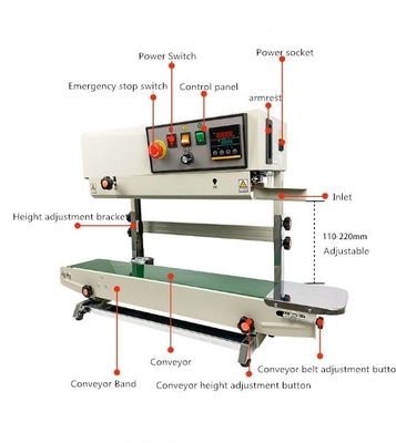 FR-990 Máquina de sellado de banda continua vertical fácil de operar e ideal para textiles