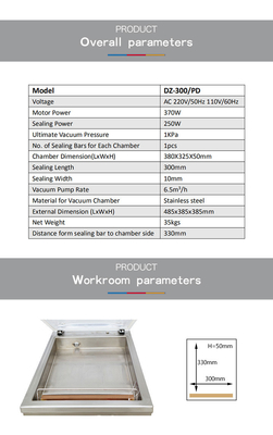 Presión de vacío final 1KPa DZ-300 sellador de vacío de alimentos automático industrial portátil