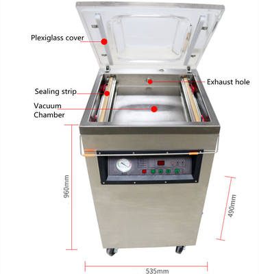 Máquina eléctrica de sellado por vacío de alimentos de cámara única vertical DZ-500/2E para almacenamiento de alimentos