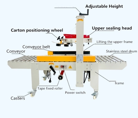 Máquina de sellado de cartón semiautomática de carga máxima de 3 kg para conducción izquierda y derecha
