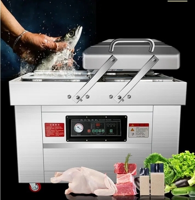 Sellador de embalaje eléctrico de doble cámara al vacío para carne de pescado 10 mm Ancho de sellado