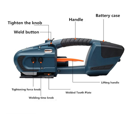2-5s Tiempo de soldadura herramientas de envoltura eléctricas semiautomáticas con batería para PP y PET