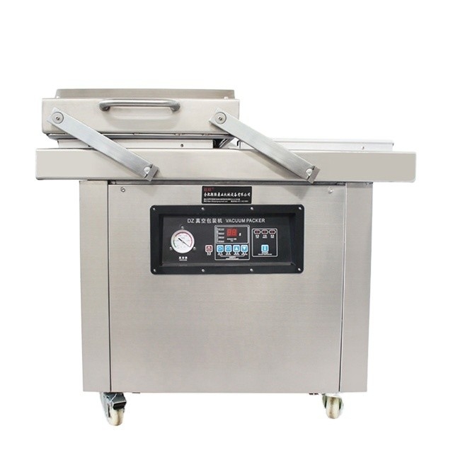 220V/50HZ DZ-400/SA Máquina de embalaje de alimentos a vacío de doble cámara plana para carne, arroz y pescado