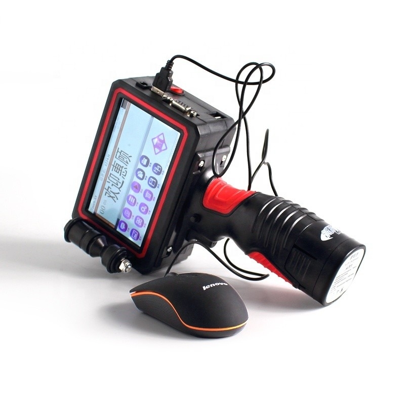 Impresora de inyección de tinta 42ml Tinta de disolvente seco rápido 1-6 líneas Mano portátil Inteligente Definición de código de fecha pantalla LED