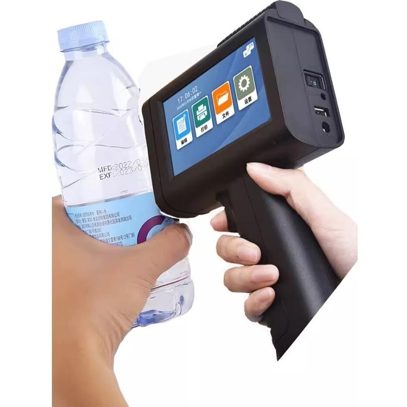 Arma de impresión portátil de código QR multilingüe de un solo color para bolsas textiles de vidrio de botella