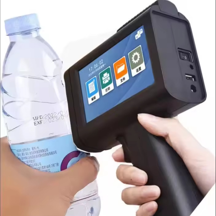Mini QR Logotipo de fecha pistola de impresora portátil para botellas de vidrio plástico de madera metal en inglés